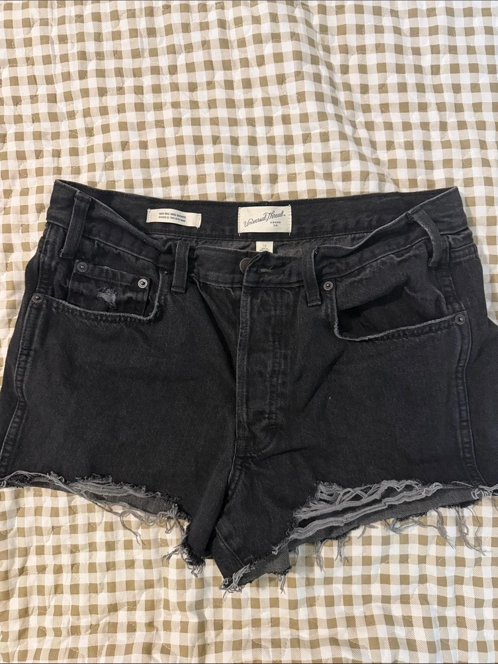 Universal Thread Black Distressed High-Rise Denim Cutoff Shorts